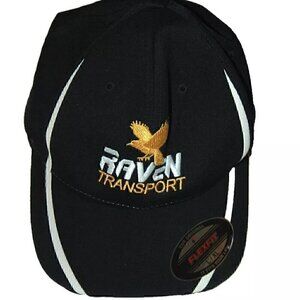 Raven Transport Baseball Hat Semi Truck Drivers Cap Eagle Flex Fit Trucker Sz L